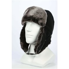 Шапка ушанка Karoca, размер 60, черный/серый