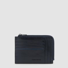Картхолдер PIQUADRO, фактура гладкая, синий