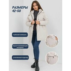 Парка , размер 44, бежевый Нет бренда