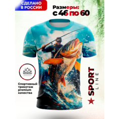 Футболка Evofox Для Рыбака, размер 2XL, голубой, синий, оранжевый