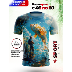Футболка Evofox Для Рыбака, размер 2XL, голубой, синий, оранжевый