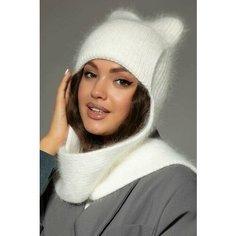 Шапка ушанка , размер универсальный, белый Без бренда