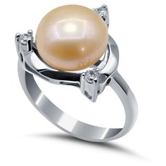 Кольцо Silver WINGS, серебро, 925 проба, жемчуг культивированный, фианит, размер 16.75