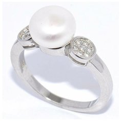 Кольцо Silver WINGS, серебро, 925 проба, фианит, жемчуг культивированный, размер 16.5