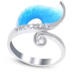 Кольцо Silver WINGS, серебро, 925 проба, фианит, эмаль, размер 17.5