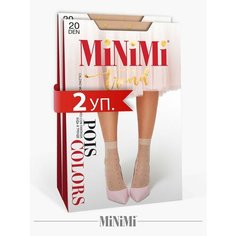 Носки MiNiMi, комплект, 20 den, 2 пары, размер 0 (UNI), белый, коричневый