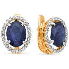 Серьги Master Brilliant, красное золото, 585 проба, бриллиант, сапфир, , золотистый