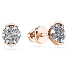 Серьги Master Brilliant, комбинированное, красное, белое золото, 585 проба, бриллиант, , золотистый