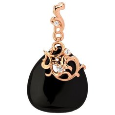 Подвеска Эстет, серебро, 925 проба, фианит, агат, черный