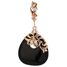 Подвеска Эстет, серебро, 925 проба, агат, фианит, черный