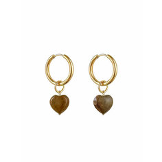 Серьги конго, с подвесками Strekoza Collection, яшма, размер 21 мм, золотой, коричневый