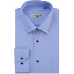 Рубашка прямой крой, длинный рукав, в полоску, размер 42/43 2XL, Голубая Shemart