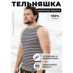 Майка ПОЛИГОН тельняшка, размер 50, черный, белый
