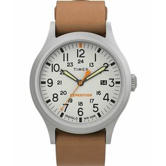 Наручные часы TIMEX, белый/серебристый/коричневый