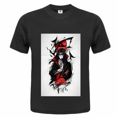 Футболка ONEQ унисекс 68-70 (6XL) размер с принтом Итачи, черная, размер 6XL, черный
