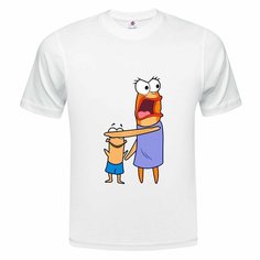 Футболка ONEQ унисекс 68-70 (6XL) размер с принтом Губка Боб, белая, размер 6XL, белый