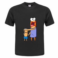 Футболка ONEQ унисекс 60-62 (4XL) размер с принтом Губка Боб, черная, размер 4XL, черный