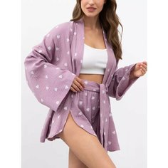 Пижама Mimi Pajamas New, размер L, фиолетовый/белый