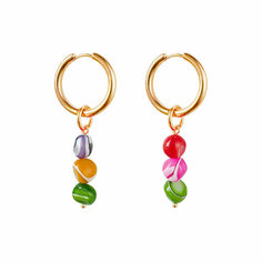 Серьги конго, с подвесками Strekoza Collection, перламутр, размер 21 мм, фиолетовый, красный, золотой, зеленый, оранжевый