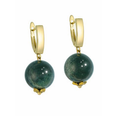 Серьги с подвесками, двусторонние Koshika, агат, размер 33 мм, зеленый