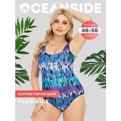 Купальник OCEANSIDE Большие размеры, размер 3XL, черный, синий, голубой
