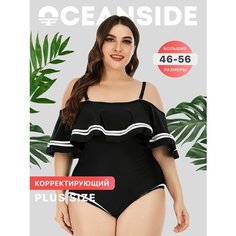 Купальник OCEANSIDE Большие размеры, размер 2XL, черный, белый