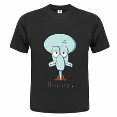 Футболка ONEQ унисекс 68-70 (6XL) размер с принтом Сквидвард, черная, размер 6XL, черный