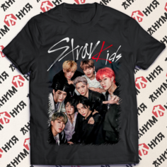 Футболка Футболка Stray Kids, Стрей Кидс, размер M, чepный Анимания Brand