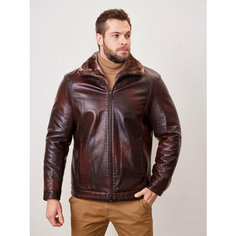Кожаная куртка INDIWEAR, размер 48, коричневый