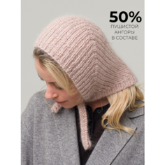 Косынка OSOFI из ангоры с микро пайетками и люрексом в черном цвете, размер 56/59, пудра