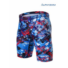 Плавки ALPHASWIM джаммеры, размер XL/52, голубой/красный