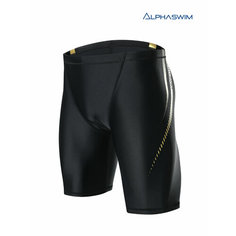 Плавки ALPHASWIM джаммеры, размер XXL/54, черный/золотистый