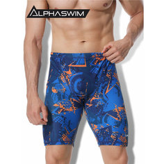 Плавки ALPHASWIM джаммеры, размер XL/52, голубой, оранжевый, синий