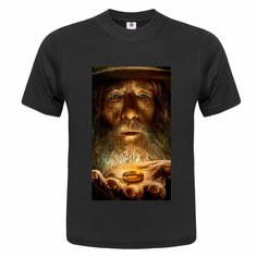 Футболка ONEQ унисекс 50-52 (XL) размер с принтом Властелин колец, черная, размер XL, черный