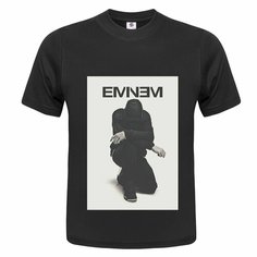 Футболка ONEQ унисекс 44-46 (S) размер с принтом Eminem, черная, размер S, черный