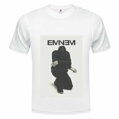 Футболка ONEQ унисекс 48-50 (L) размер с принтом Eminem, белая, размер L, белый