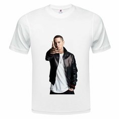 Футболка ONEQ унисекс 60-62 (4XL) размер с принтом Eminem, белая, размер 4XL, белый