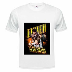 Футболка ONEQ унисекс 50-52 (XL) размер с принтом Eminem, белая, размер XL, белый