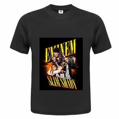 Футболка ONEQ унисекс 52-54 (XXL) размер с принтом Eminem, черная, размер XXL, черный