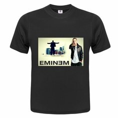 Футболка ONEQ унисекс 48-50 (L) размер с принтом Eminem, черная, размер L, черный