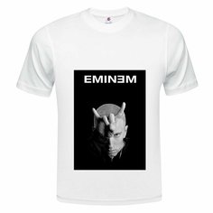 Футболка ONEQ унисекс 52-54 (XXL) размер с принтом Eminem, белая, размер XXL, белый