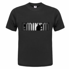 Футболка ONEQ унисекс 60-62 (4XL) размер с принтом Eminem, черная, размер 4XL, черный