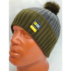 Шапка , размер 52-58, серо-оливковый Нет бренда