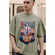 Футболка RETRIKA, размер standart oversize, хаки
