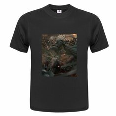 Футболка ONEQ унисекс 50-52 (XL) размер с принтом Властелин колец, черная, размер XL, черный