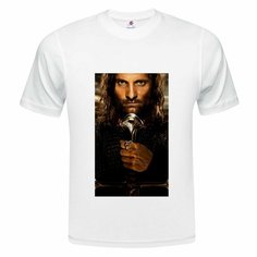 Футболка ONEQ унисекс 60-62 (4XL) размер с принтом Властелин колец, белая, размер 4XL, белый