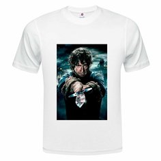 Футболка ONEQ унисекс 60-62 (4XL) размер с принтом Хоббит, белая, размер 4XL, белый
