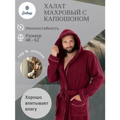 Халат Everliness, размер 54, бордовый