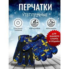 Перчатки Первая публикация в России, размер OneSize, синий/желтый