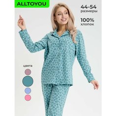 Пижама , размер 54, бирюзовый, зеленый All To You